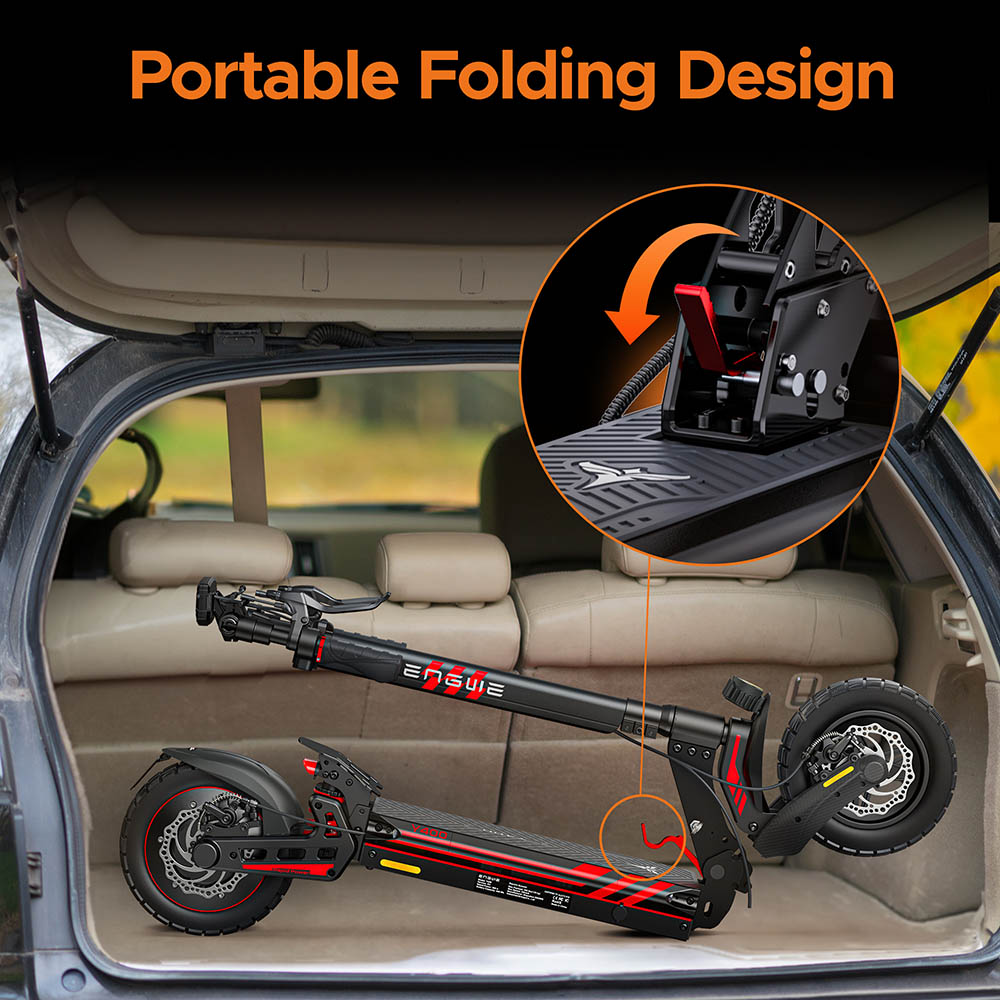 ENGWE Y400 Electric Scooter, 500W Motor, 48V 13,5Ah Battery, 10 inch Tires, 45km/h Max Speed, 50km Range, Mechanical Disc Brake, Front & Rear Shock Absorption - Black Grey