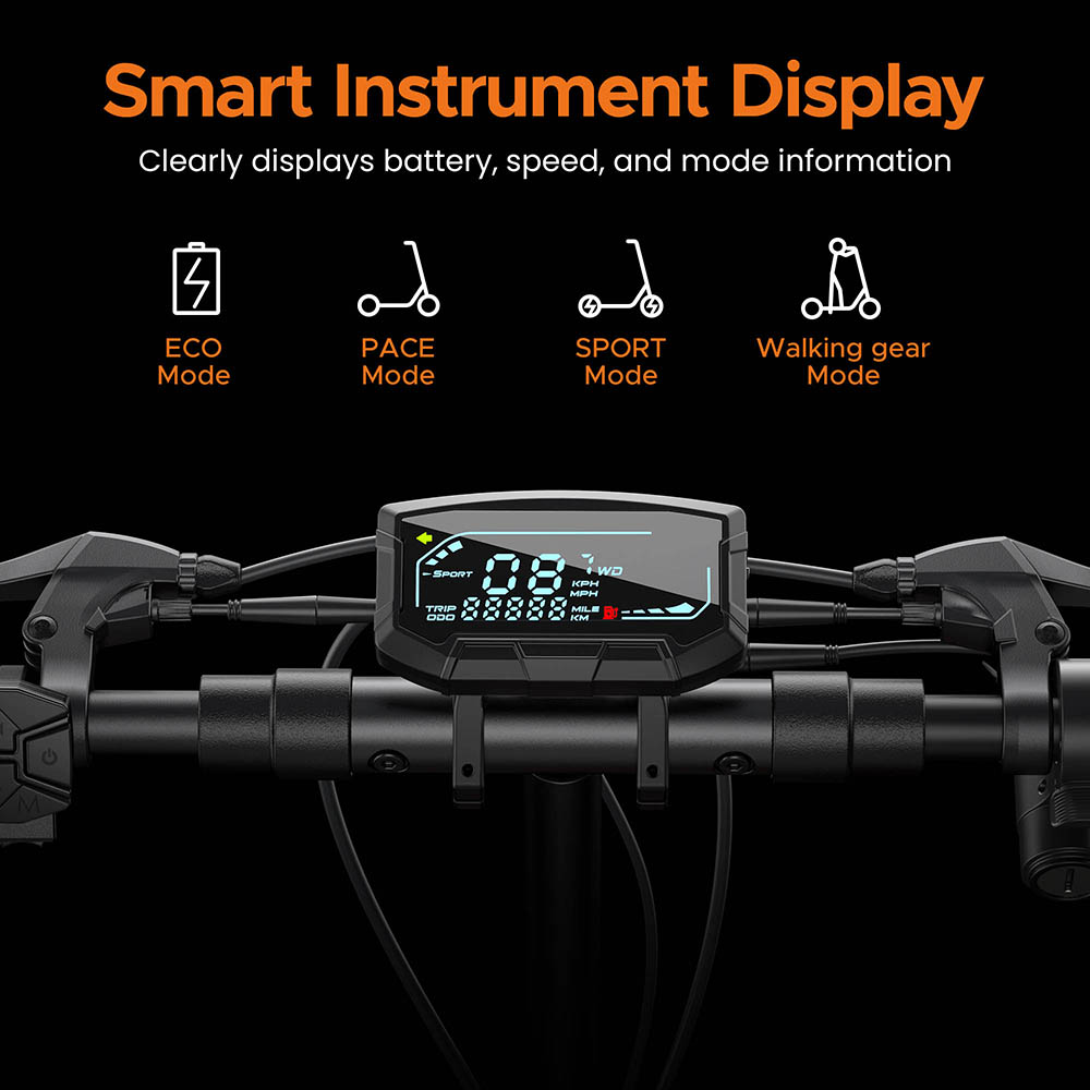 ENGWE Y400 Electric Scooter, 500W Motor, 48V 13.5Ah batéria, 10 palcové pneumatiky, max. rýchlosť 45km/h, dojazd 50km, mechanická kotúčová brzda, predné a zadné tlmiče - čierno-sivá