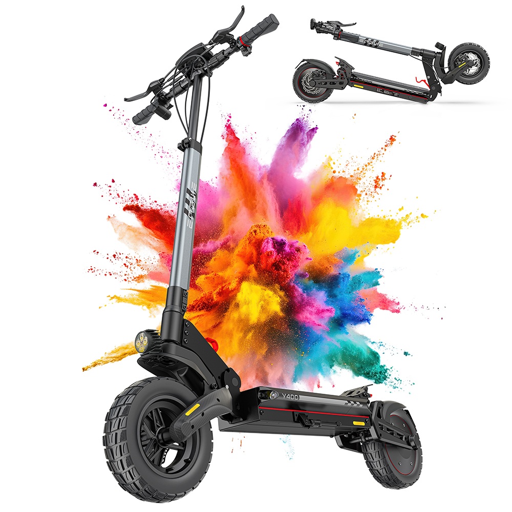 ENGWE Y400 Electric Scooter, 500W Motor, 48V 13.5Ah batéria, 10 palcové pneumatiky, max. rýchlosť 45km/h, dojazd 50km, mechanická kotúčová brzda, predné & zadné tlmenie - čierno-červená