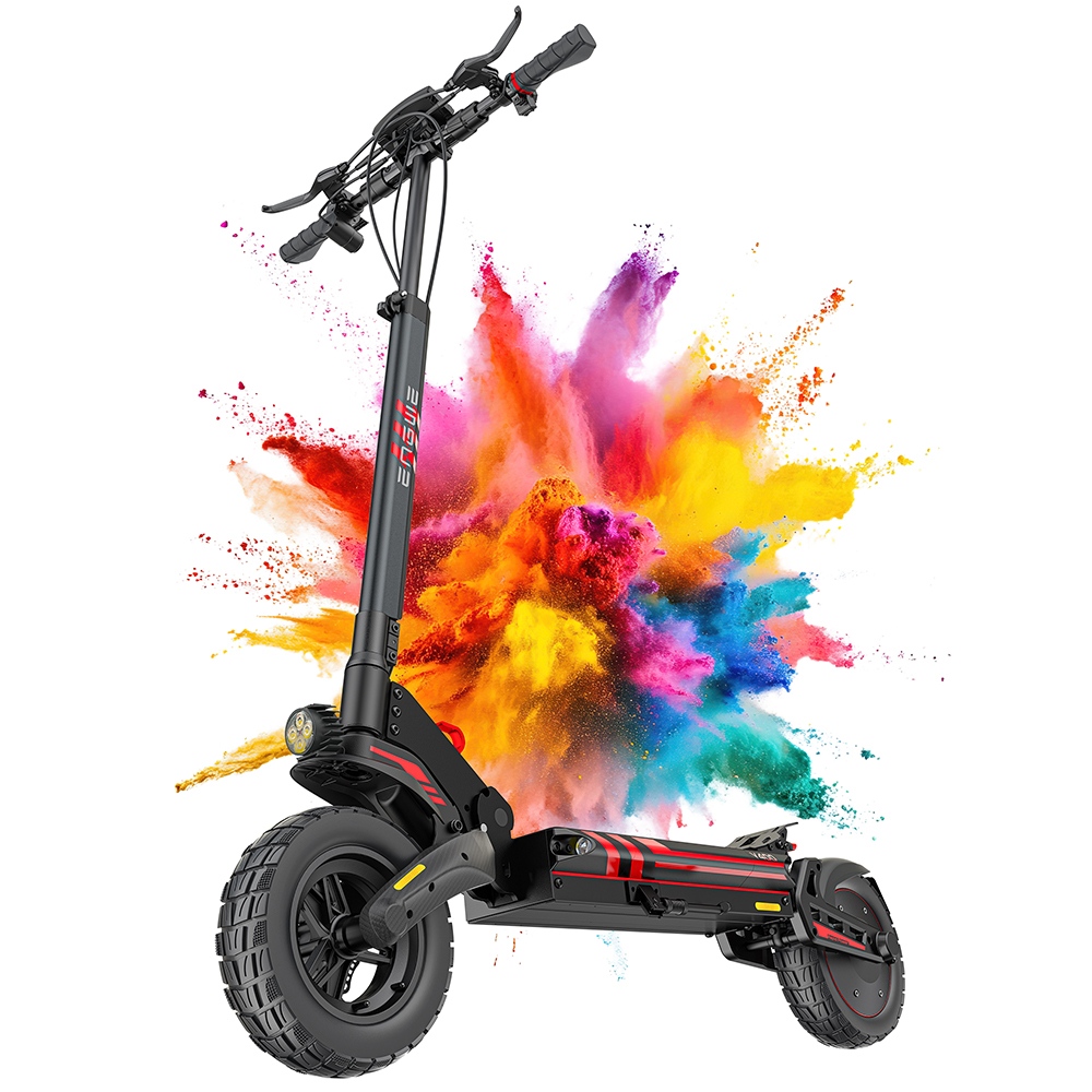 ENGWE Y400 Electric Scooter, 500W Motor, 48V 13.5Ah batéria, 10 palcové pneumatiky, max. rýchlosť 45km/h, dojazd 50km, mechanická kotúčová brzda, predné & zadné tlmenie - čierno-červená