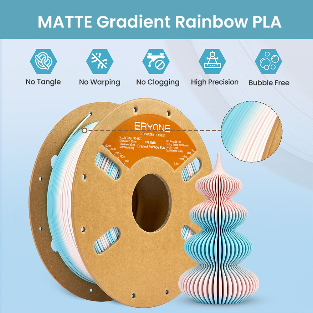 ERYONE High Speed Matte Gradient PLA Filament, 1kg - Blau & Rosa