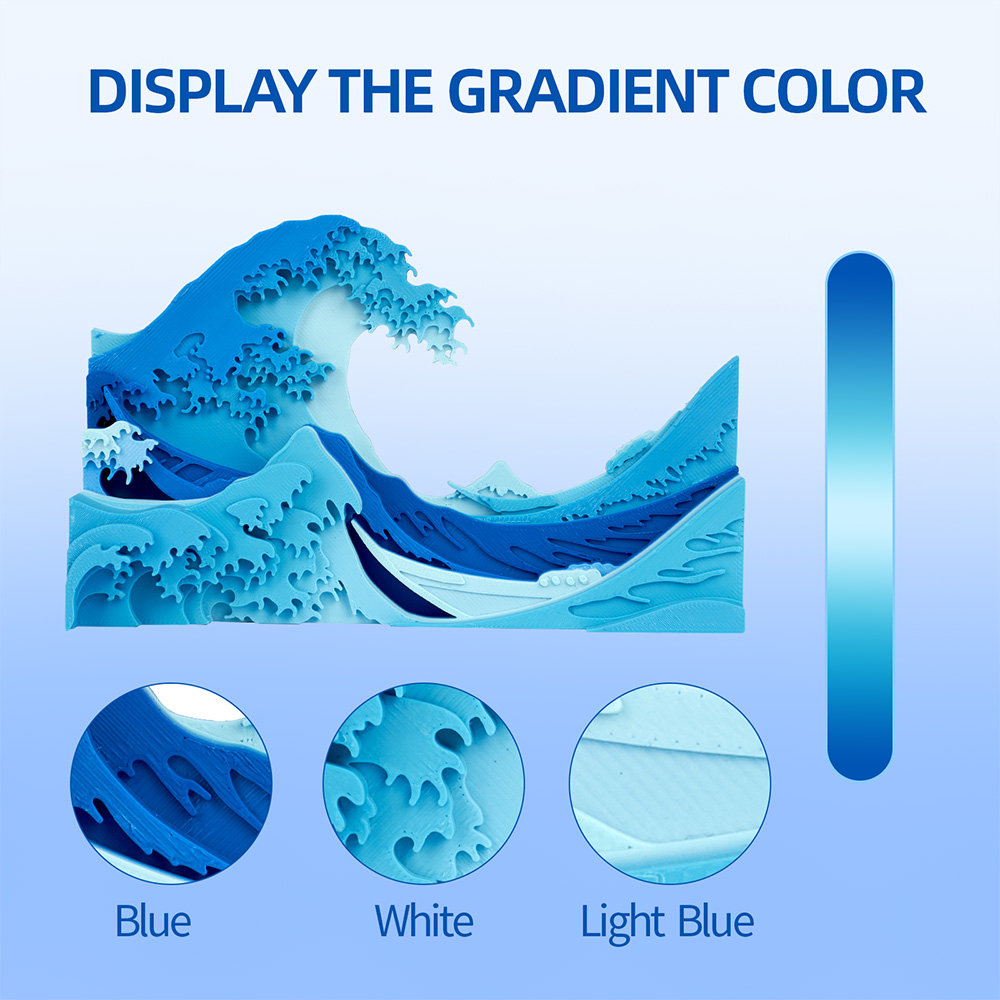 ERYONE HS Matt-Gradient-PLA-Filament, 1kg - Blau & Weiß