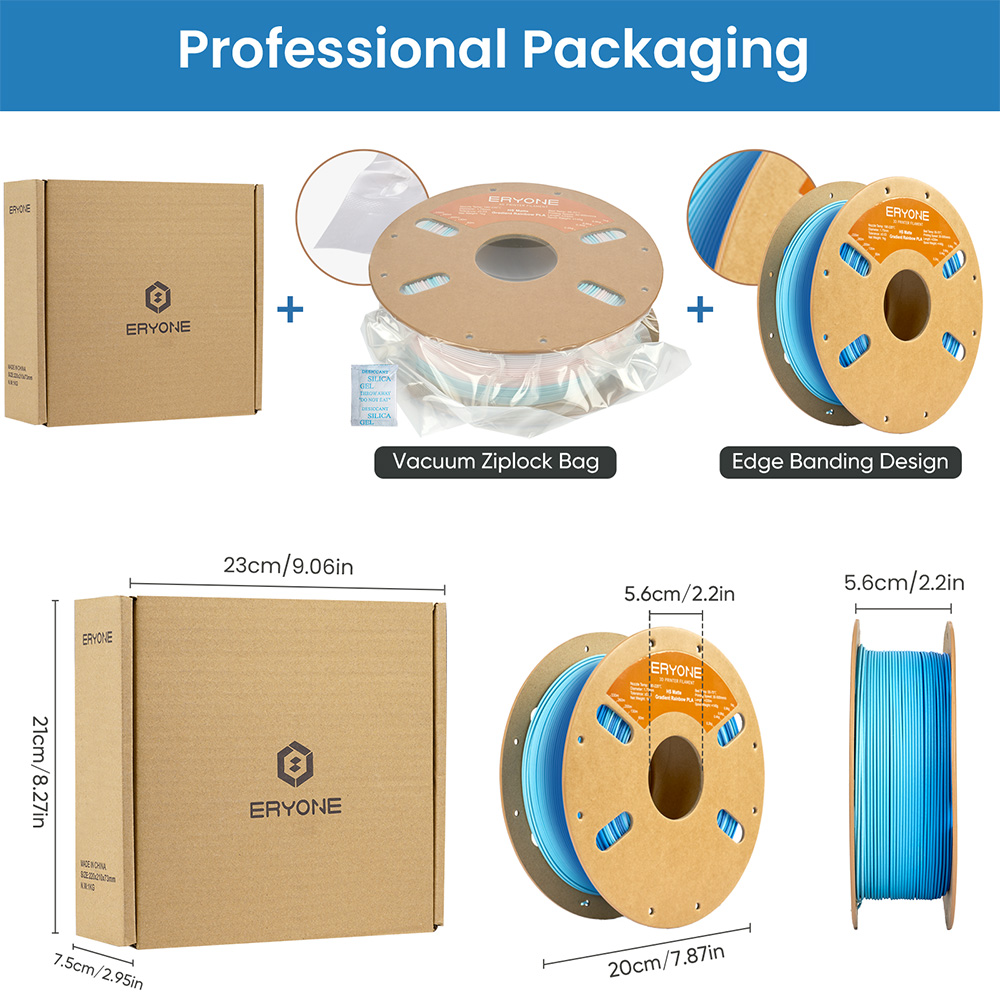 ERYONE HS Matt-Gradient-PLA-Filament, 1kg - Blau & Weiß