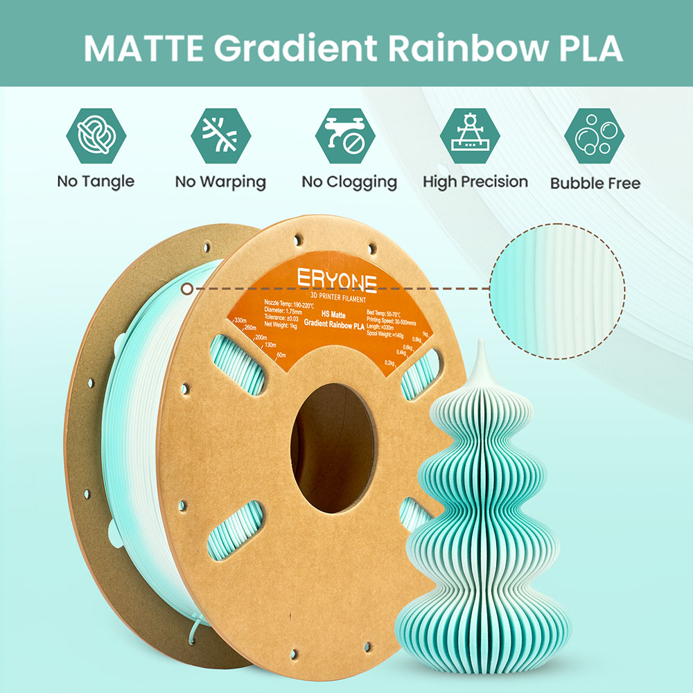 ERYONE High Speed Matte Gradient PLA Filament, 1kg - Mintgr&uuml;n & Wei&szlig;