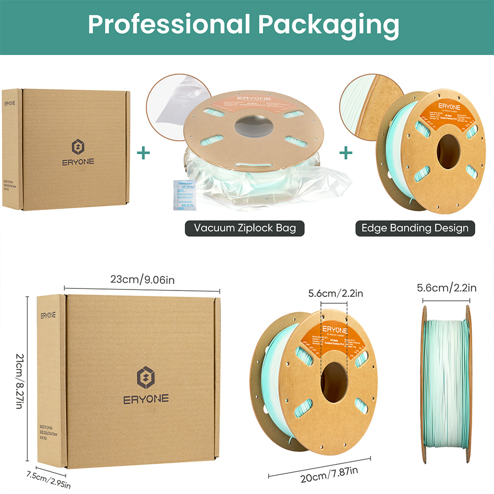 ERYONE High Speed Matte Gradient PLA Filament, 1kg - Mintgr&uuml;n & Wei&szlig;