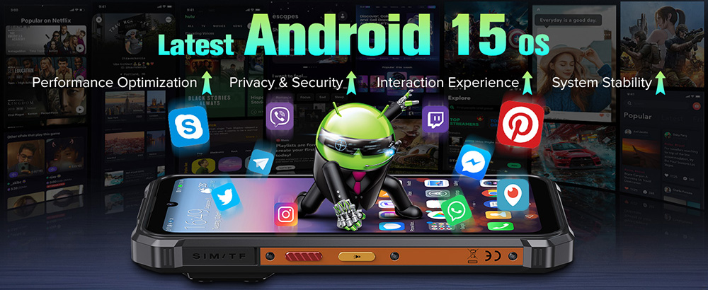 Smartphone robuste 4G FOSSiBOT F110L, 12 Go + 128 Go, &eacute;cran HD+ 6,745