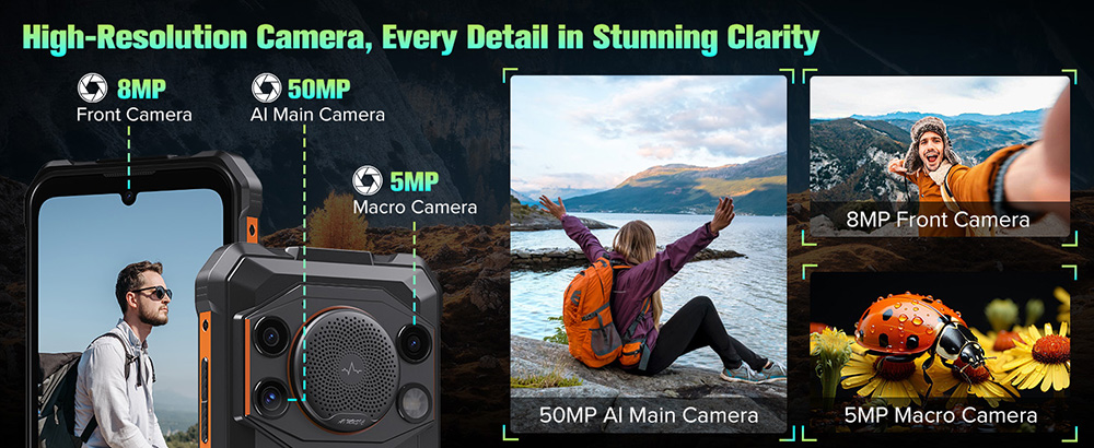 Smartphone robuste 4G FOSSiBOT F110L, 12 Go + 128 Go, &eacute;cran HD+ 6,745