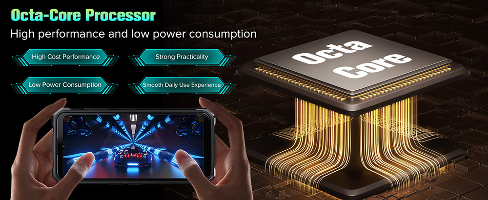 Smartphone robuste 4G FOSSiBOT F110L, 12 Go + 128 Go, &eacute;cran HD+ 6,745