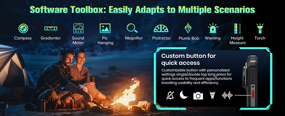 Smartphone robuste 4G FOSSiBOT F110L, 12 Go + 128 Go, &eacute;cran HD+ 6,745