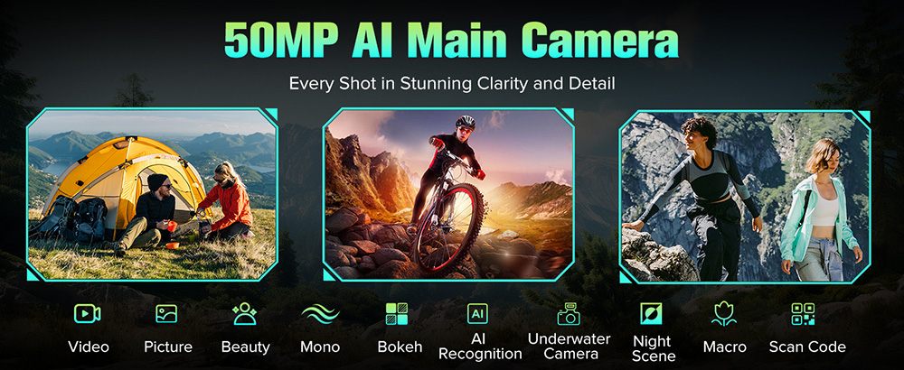 Smartphone robuste 4G FOSSiBOT F110L, 12 Go + 128 Go, &eacute;cran HD+ 6,745