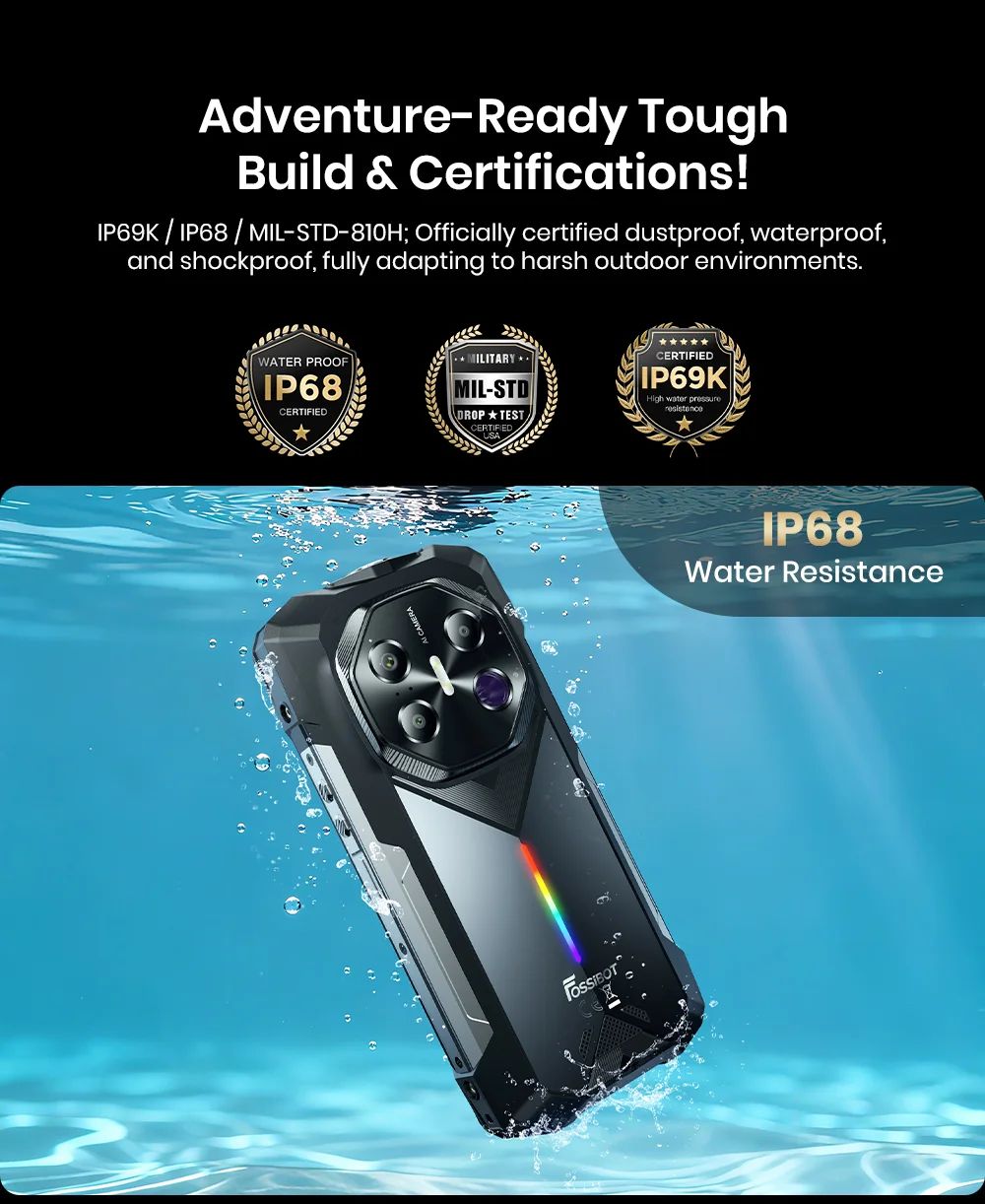 FOSSiBOT F113 5G Rugged Smartphone, 36 GB RAM + 256 GB ROM, 6,78