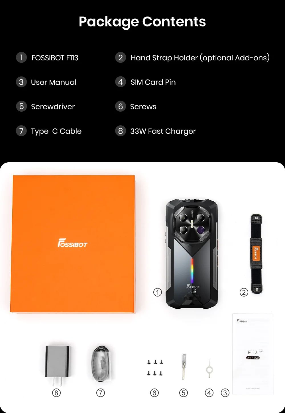 FOSSiBOT F113 5G Rugged Smartphone, 36 GB RAM + 256 GB ROM, 6,78