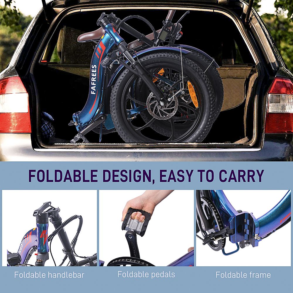 Fafrees F20 Pro Electric Bike, 250W motor, 36V 18Ah batéria, 20*3 palcové pneumatiky, max. rýchlosť 25km/h, max. dojazd 150km, mechanické kotúčové brzdy, rýchlosť 7 rýchlostí, LCD displej - čierny