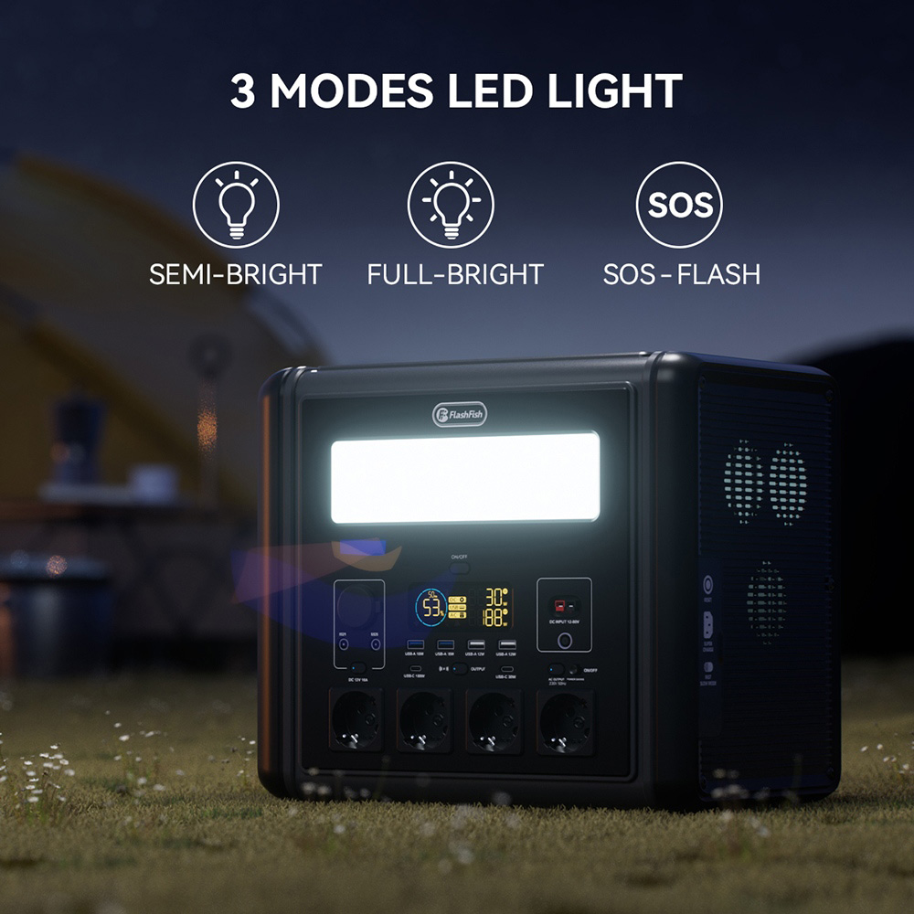 Flashfish T2000 2000W Tragbare Powerstation, 1536Wh LiFePO4-Akku, 4000W Spitzenleistung, 1500W Schnellladefunktion, 14 Ausg&auml;nge, f&uuml;r Notstromversorgung zu Hause und im Freien