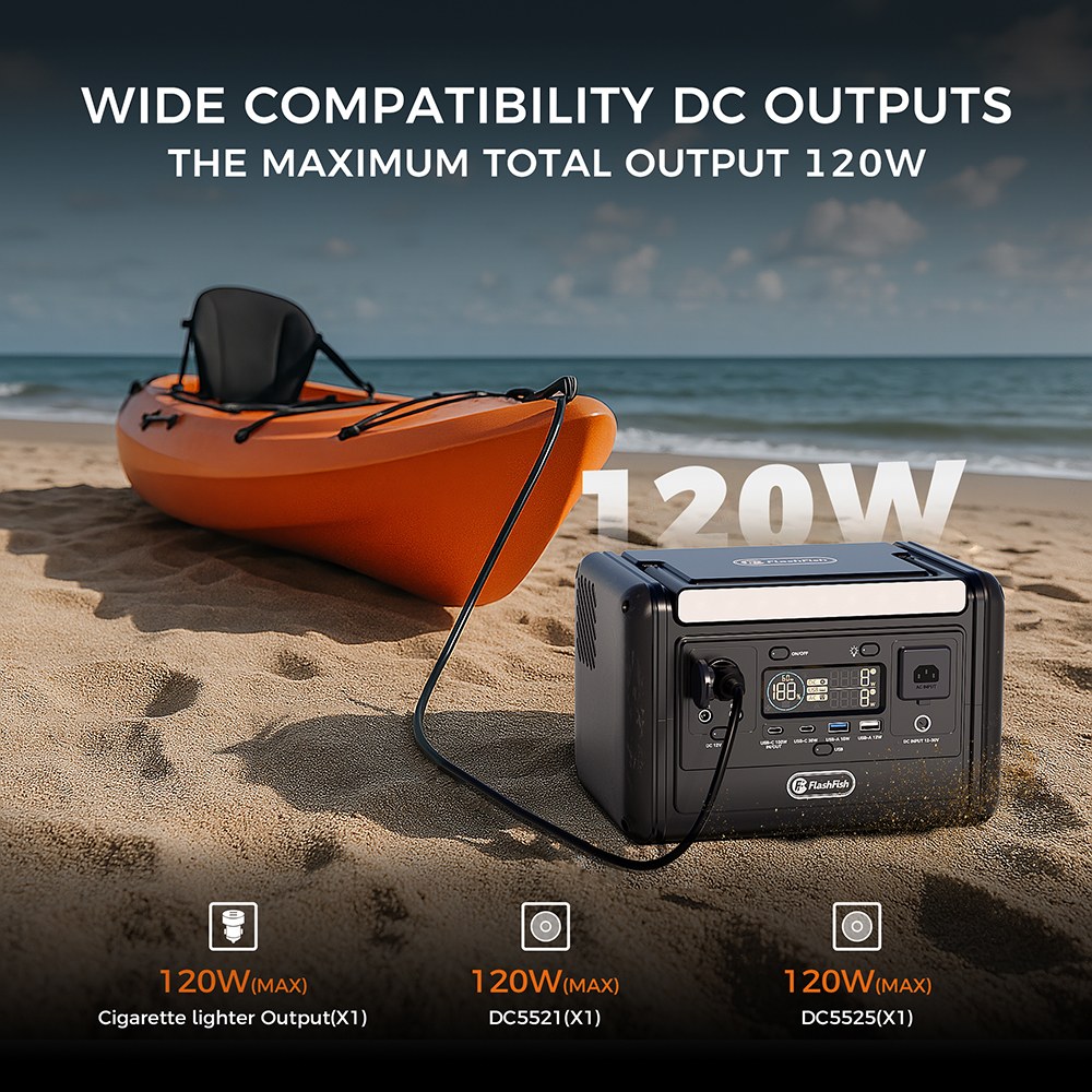 Flashfish T300Pro Tragbare Powerstation, 230 Wh Kapazit&auml;t, 300 W Nennleistung (600 W Spitzenleistung), reiner Sinus-Wechselstrom, 9 Ausgangsanschl&uuml;sse, 100 W USB-C PD, USV-Umschaltung in <0,02 s, 3-stufige LED-Beleuchtung, LiFePO4-Akku mit &uuml;ber 3500 Ladezyklen