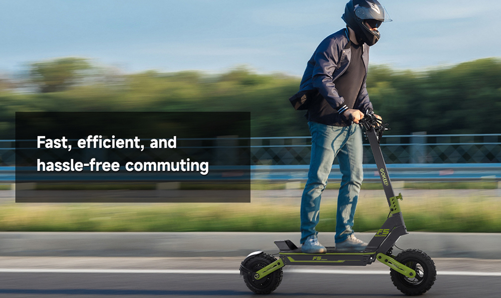 GOKEEP F5 Electric Scooter, 1000W motor, 52V 20Ah batéria, 11 palcové pneumatiky, max. rýchlosť 55 km/h, max. dojazd 80 km, predné a zadné kotúčové brzdy, predné a zadné hydraulické odpruženie - zelená