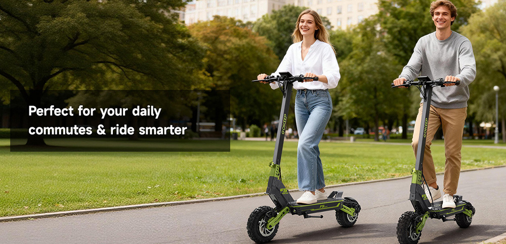 GOKEEP F5 Electric Scooter, 1000W motor, 52V 20Ah batéria, 11-palcové pneumatiky, max. rýchlosť 55 km/h, max. dojazd 80 km, predné a zadné kotúčové brzdy, predné a zadné hydraulické odpruženie - červená