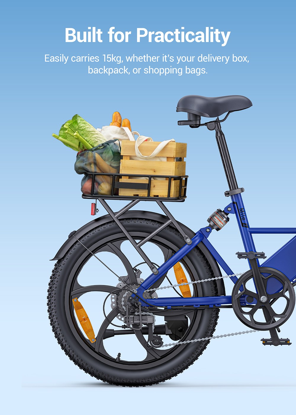 HillMiles Mile 2 Electric Bike, 250W motor, 36V 13Ah batéria, dojazd 100 km, 20*3 palcové pneumatiky, duálne hydraulické brzdy - sivé