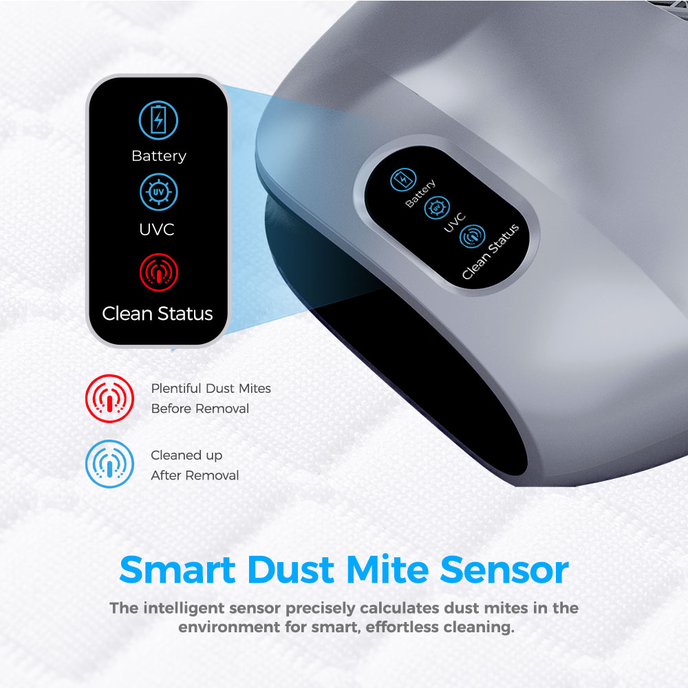JIGOO S100 Cordless Matratzenstaubsauger, Dual-Cup-Filtration, 10,000Pa Saugkraft, 150W b&uuml;rstenloser Motor, 80,000/min Klopfen, UV-C & 55&deg;C Hei&szlig;luftsterilisation
