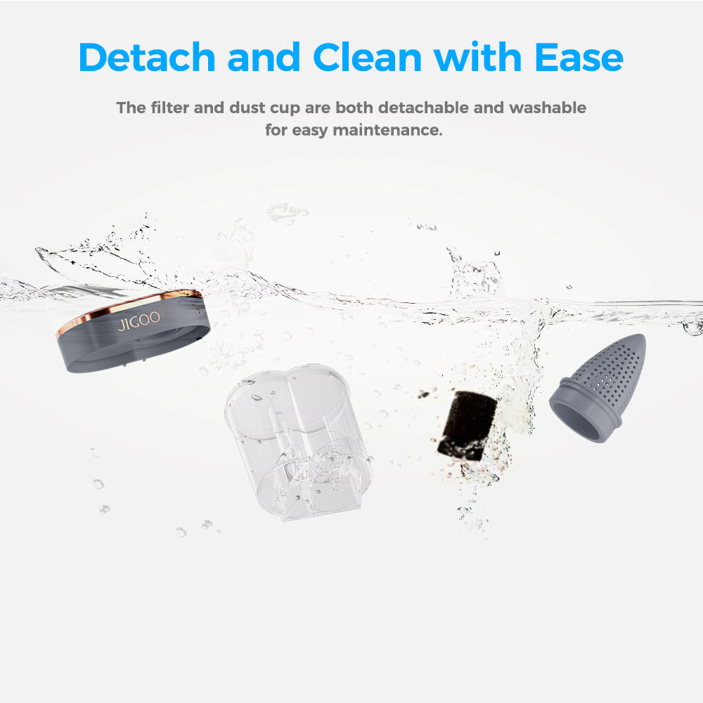 JIGOO S100 Cordless Matratzenstaubsauger, Dual-Cup-Filtration, 10,000Pa Saugkraft, 150W b&uuml;rstenloser Motor, 80,000/min Klopfen, UV-C & 55&deg;C Hei&szlig;luftsterilisation