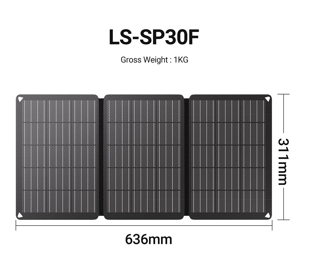 LIONSHEE LS-SP30F 30W Faltbares Solarpanel, 23% hoher Wirkungsgrad, IP67 wasserdicht, USB- und Typ-C-Ausg&auml;nge, 3-fach faltbares ETFE-monokristallines Panel