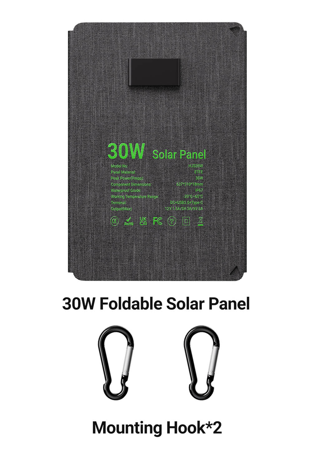 LIONSHEE LS-SP30F 30W Faltbares Solarpanel, 23% hoher Wirkungsgrad, IP67 wasserdicht, USB- und Typ-C-Ausg&auml;nge, 3-fach faltbares ETFE-monokristallines Panel