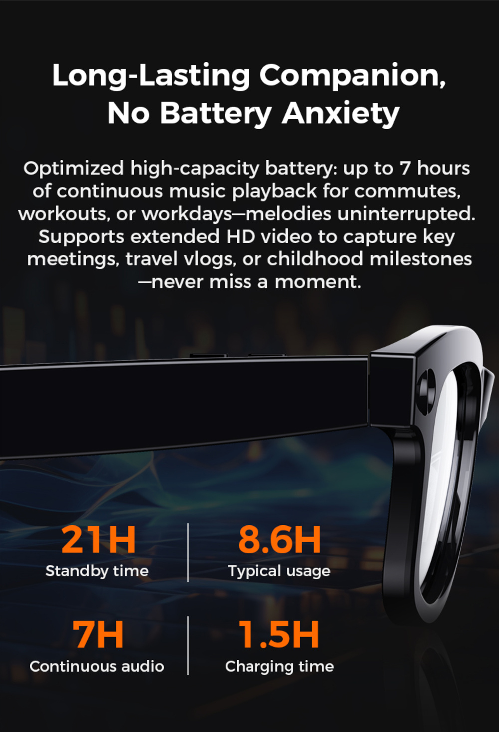 LOKMAT AI Smart Glasses, 8MP Camera, Al Translation, Music Playback