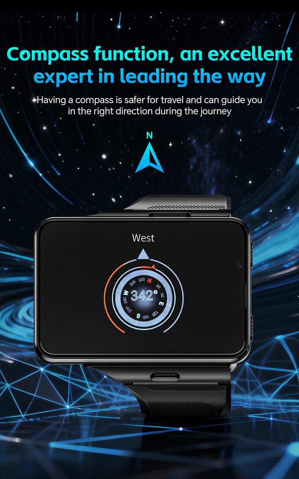 LOKMAT APPLLP MAX Smartwatch, 2.88 inch Screen, 4G/5G Network, Android 11, Heart Rate Monitoring, 1500mAh Battery - Black