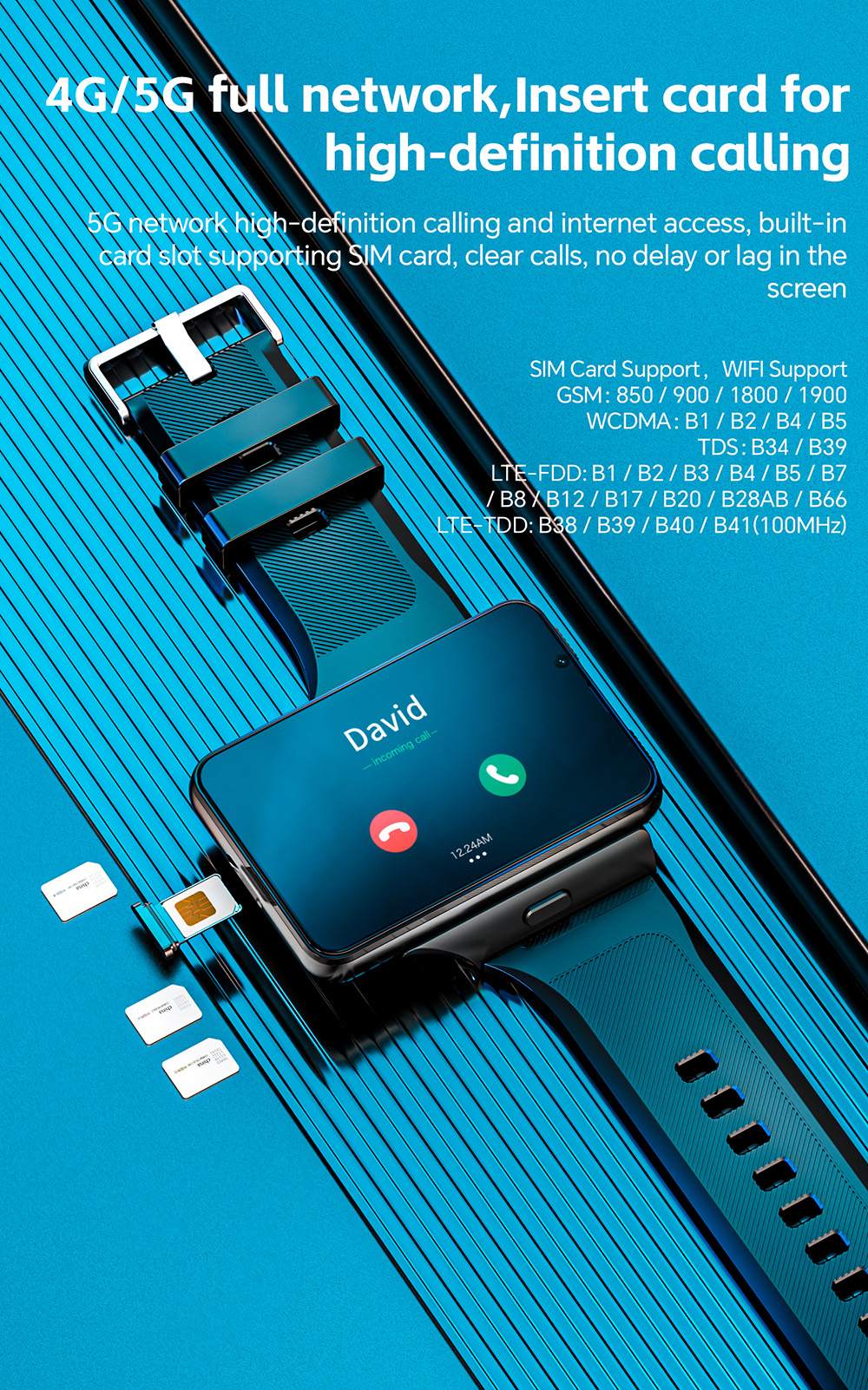 LOKMAT APPLLP MAX Smartwatch, 2.88 inch Screen, 4G/5G Network, Android 11, Heart Rate Monitoring, 1500mAh Battery - Black