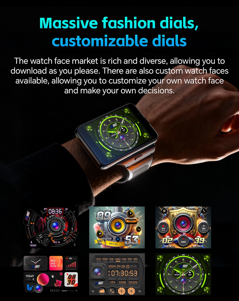 LOKMAT APPLLP MAX Smartwatch, 2.88 inch Screen, 4G/5G Network, Android 11, Heart Rate Monitoring, 1500mAh Battery - Silver