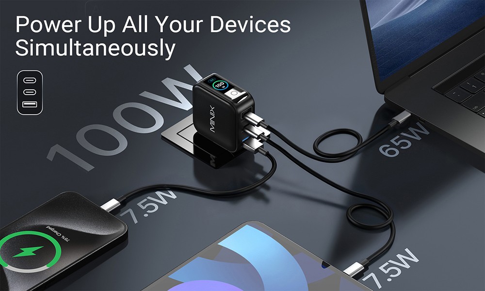 MINIX P3 Pro 3-Port LED GaN Wandladeger&auml;t