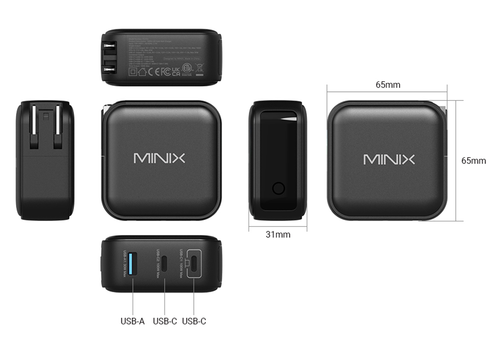 MINIX P3 Pro 3-Port LED GaN Wandladeger&auml;t