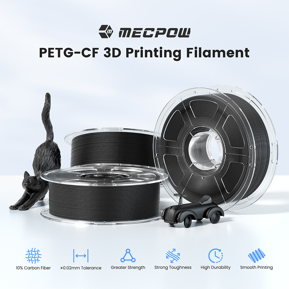 Mecpow PETG-CF 3D-Druckfilament, 1kg - Schwarz