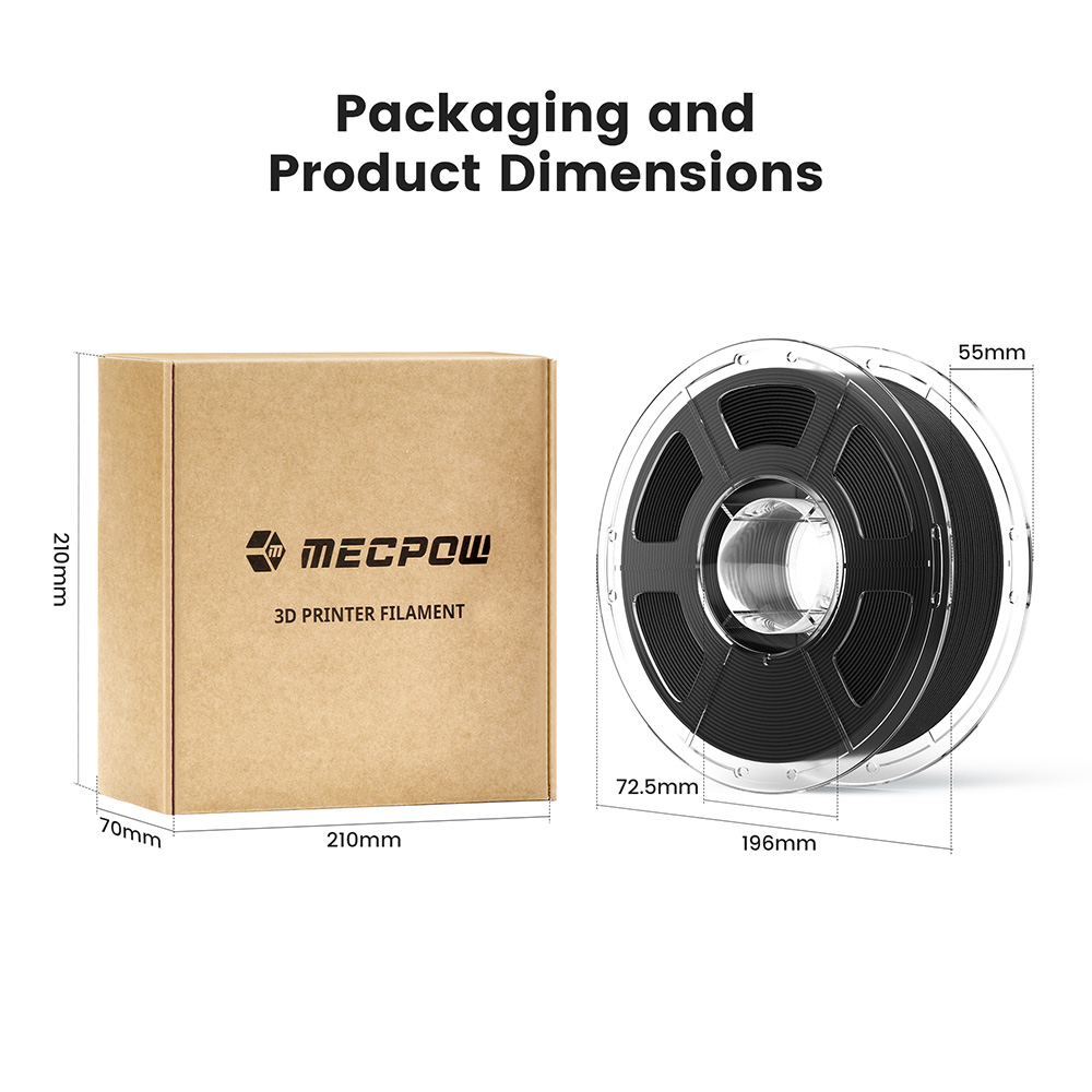 Mecpow PETG-CF 3D-Druckfilament, 1kg - Schwarz