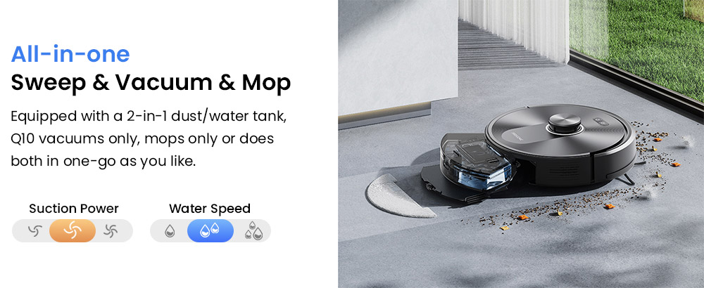 Proscenic Q10 Robot Vacuum Cleaner with Mop, 8000Pa Strong Suction, 360&deg; LIDAR Navigation, 200-Min Runtime, Auto-Recharge & Resume, APP/Remote/Voice Control for Pet Hair & Large Homes