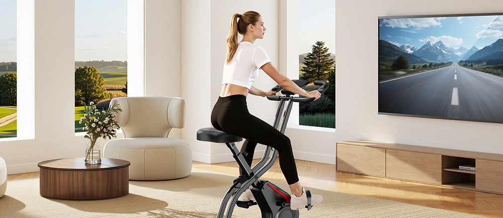 ROBORE CBX10 Heimtrainer, leiser Magnetwiderstand, 8-stufig verstellbar, verstellbarer Sattel und Lenker, max. Belastung 136 kg, LCD-Display, atmungsaktiver PU-Sattel, Cardio-Fitness-Trainer