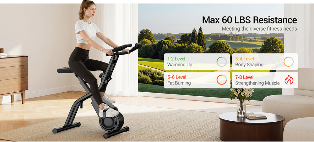 ROBORE CBX10 Heimtrainer, leiser Magnetwiderstand, 8-stufig verstellbar, verstellbarer Sattel und Lenker, max. Belastung 136 kg, LCD-Display, atmungsaktiver PU-Sattel, Cardio-Fitness-Trainer