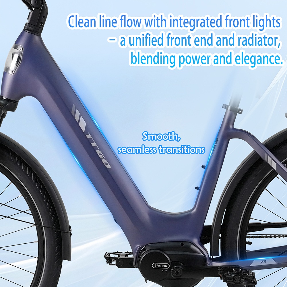 Elektrický bicykel TTGO Z5, 250W motor, 36V 18Ah batéria, 27.5 palcové pneumatiky, max. rýchlosť 25 km/h, max. dojazd 130 km, hydraulické kotúčové brzdy, trojitý systém tlmenia nárazov, 9-rýchlostný systém Shimano - modrý