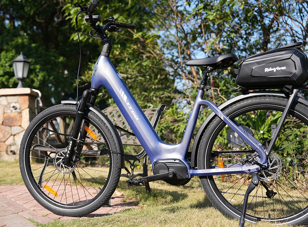 Elektrobicykel TTGO Z5, 250W motor, 36V 18Ah batéria, 27.5 palcové pneumatiky, max. rýchlosť 25 km/h, max. dojazd 130 km, hydraulické kotúčové brzdy, trojitý systém tlmenia nárazov, 9-rýchlostný systém Shimano - modrý