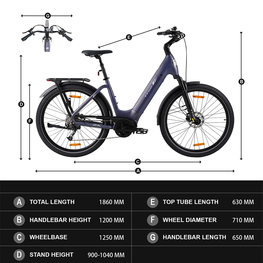 Elektrobicykel TTGO Z5, 250W motor, 36V 18Ah batéria, 27.5 palcové pneumatiky, max. rýchlosť 25 km/h, max. dojazd 130 km, hydraulické kotúčové brzdy, trojitý systém tlmenia nárazov, 9-rýchlostný systém Shimano - modrý