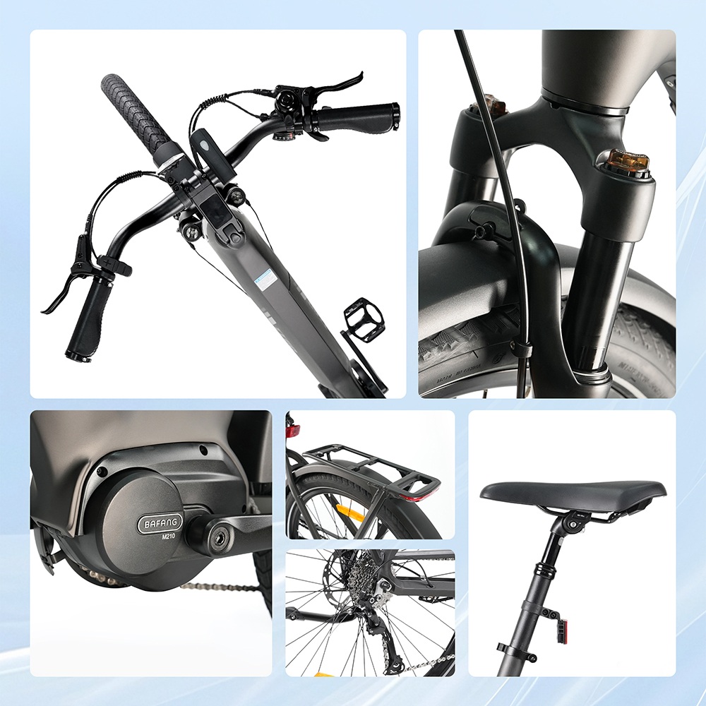 TTGO Z5 Electric Bike, 250W Motor, 36V 18Ah Battery, 27.5 palcové pneumatiky, max. rýchlosť 25 km/h, max. dojazd 130 km, hydraulické kotúčové brzdy, trojitý systém tlmenia nárazov, 9-rýchlostný systém Shimano - sivý