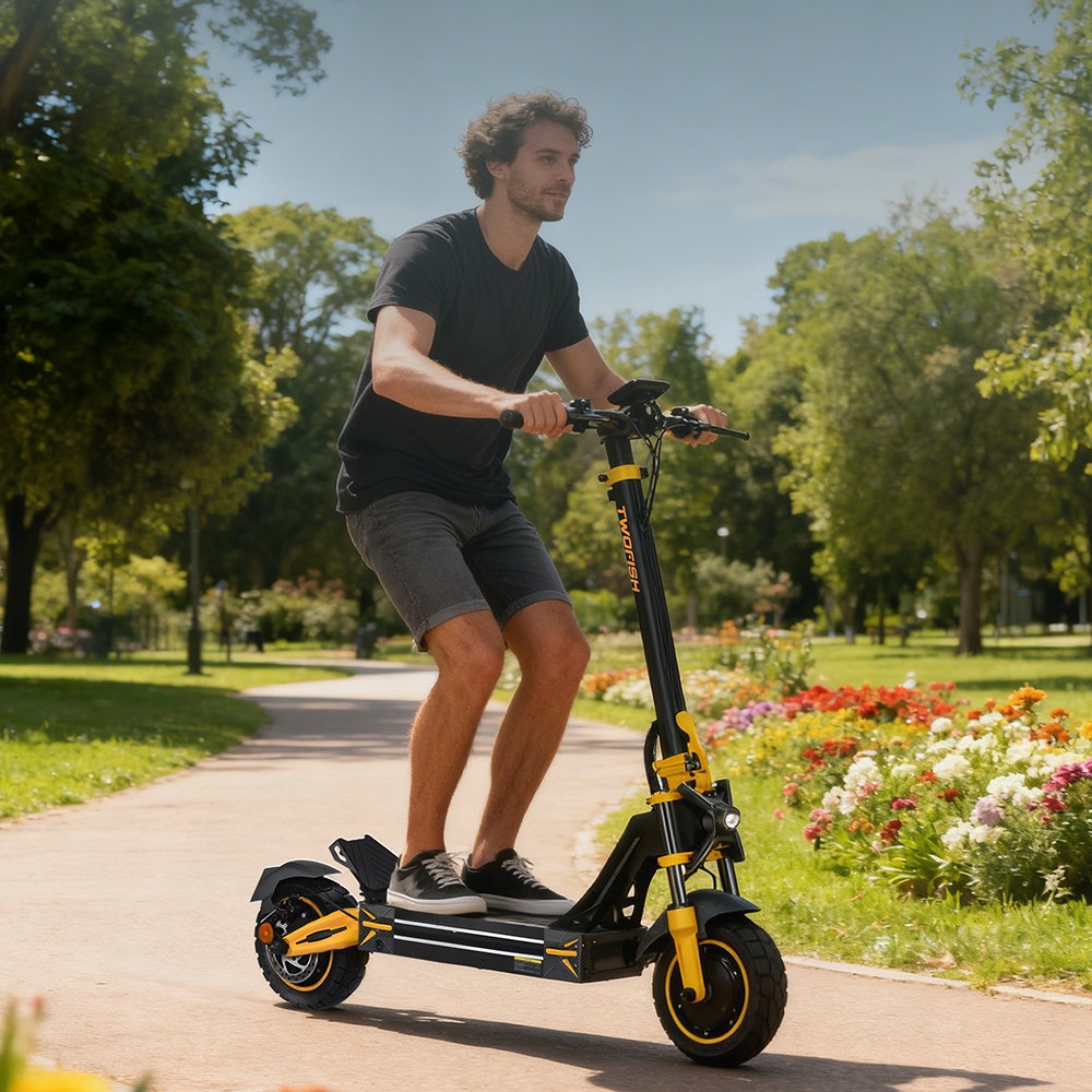 TWOFISH TW3 PRO Electric Scooter, 1000W*2 Motor, 52V 23Ah Battery, 11 inch Tires, 60km/h Max Speed, 55km Range, Dual Disc Brake, Front & Rear Spring Suspension System, NFC Unlock