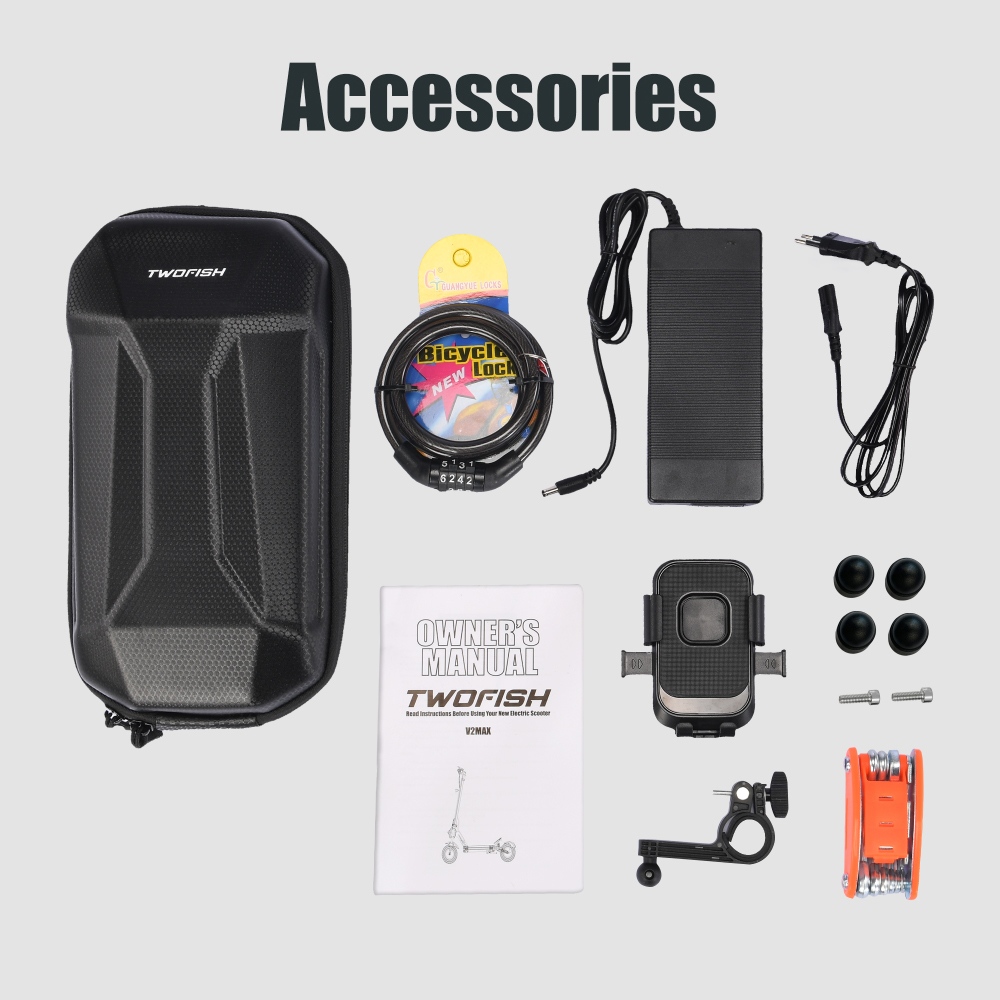 TWOFISH TW3 PRO Electric Scooter, 1000W*2 Motor, 52V 23Ah Battery, 11 inch Tires, 60km/h Max Speed, 55km Range, Dual Disc Brake, Front & Rear Spring Suspension System, NFC Unlock