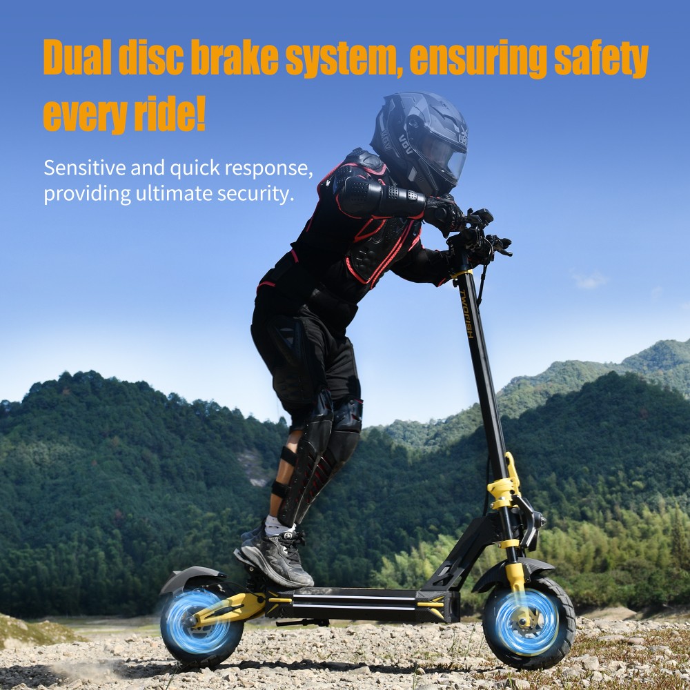 TWOFISH V2 MAX Elektroroller, 800-W-Motor, 48-V-20-Ah-Akku, 10-Zoll-Reifen, 25 km/h H&ouml;chstgeschwindigkeit, 50 km Reichweite, Doppelscheibenbremse, Federbeine vorne und hinten, NFC-Entsperrung