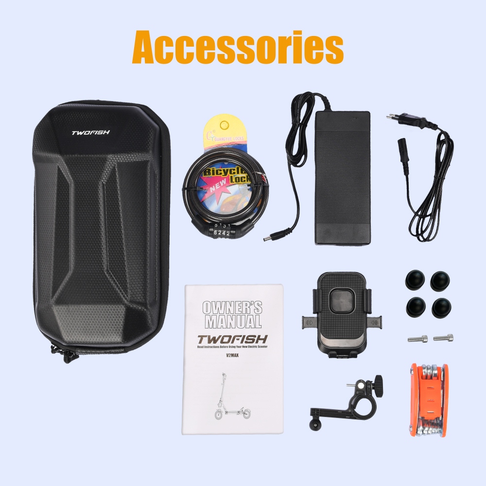 Elektrický skúter TWOFISH V4 MAX, 800W motor, 52V 23Ah batéria, 10-palcové pneumatiky, max. rýchlosť 57 km/h, dojazd 60 km, dvojkotúčová brzda, predné & zadné pružinové tlmiče, odomykanie NFC