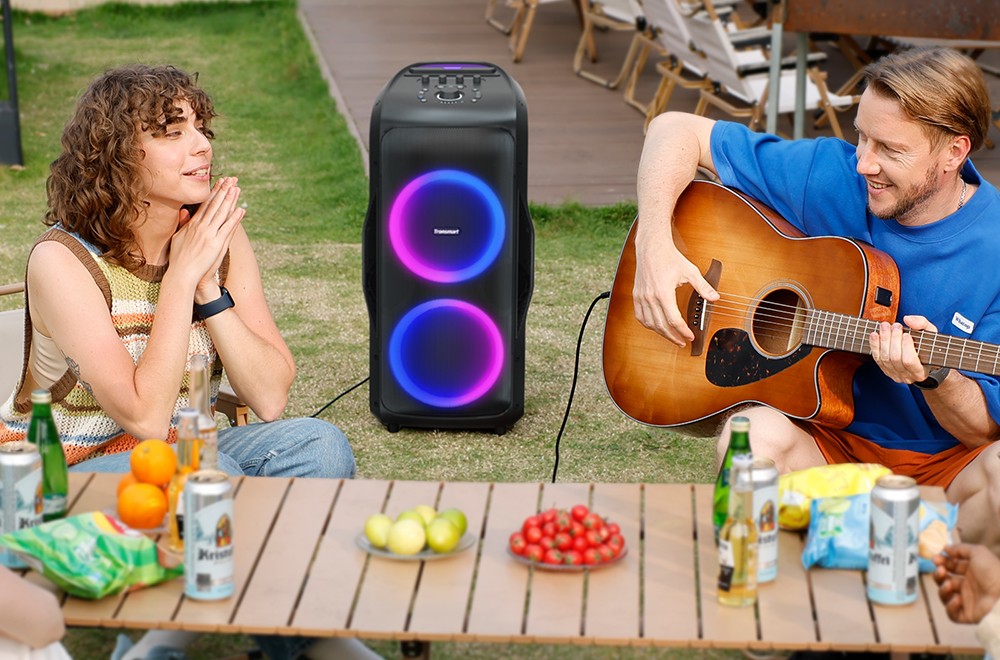 Refurbished Tronsmart Halo 300 Party Speaker w/ XLR, Guitar & Mic Inputs + 240W Punch, Beat-Sync LEDs, 20H Battery Life, Outdoor / Beach / Pool / Travel