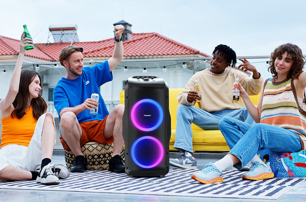 Refurbished Tronsmart Halo 300 Party Speaker w/ XLR, Guitar & Mic Inputs + 240W Punch, Beat-Sync LEDs, 20H Battery Life, Outdoor / Beach / Pool / Travel