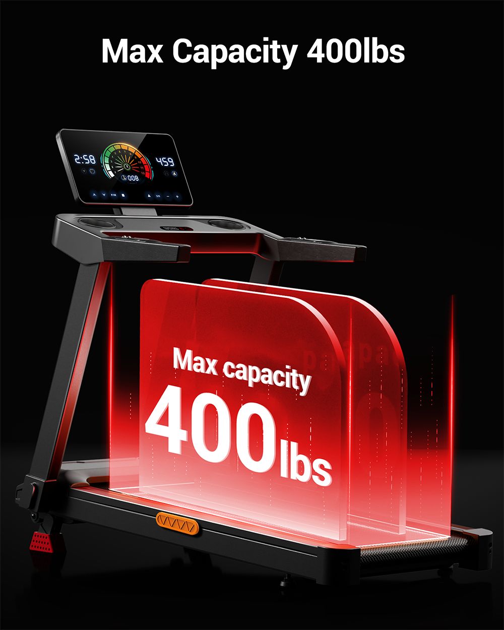 UMAY L20 Treadmill with 20% Manual Incline, 3-Level Incline Adjustment, 3.5HP Brushless Motor, 400lbs Max Load, 108×41.2cm Wide Belt, Touchscreen Display & 4.5" Ultra-Slim Fold Design