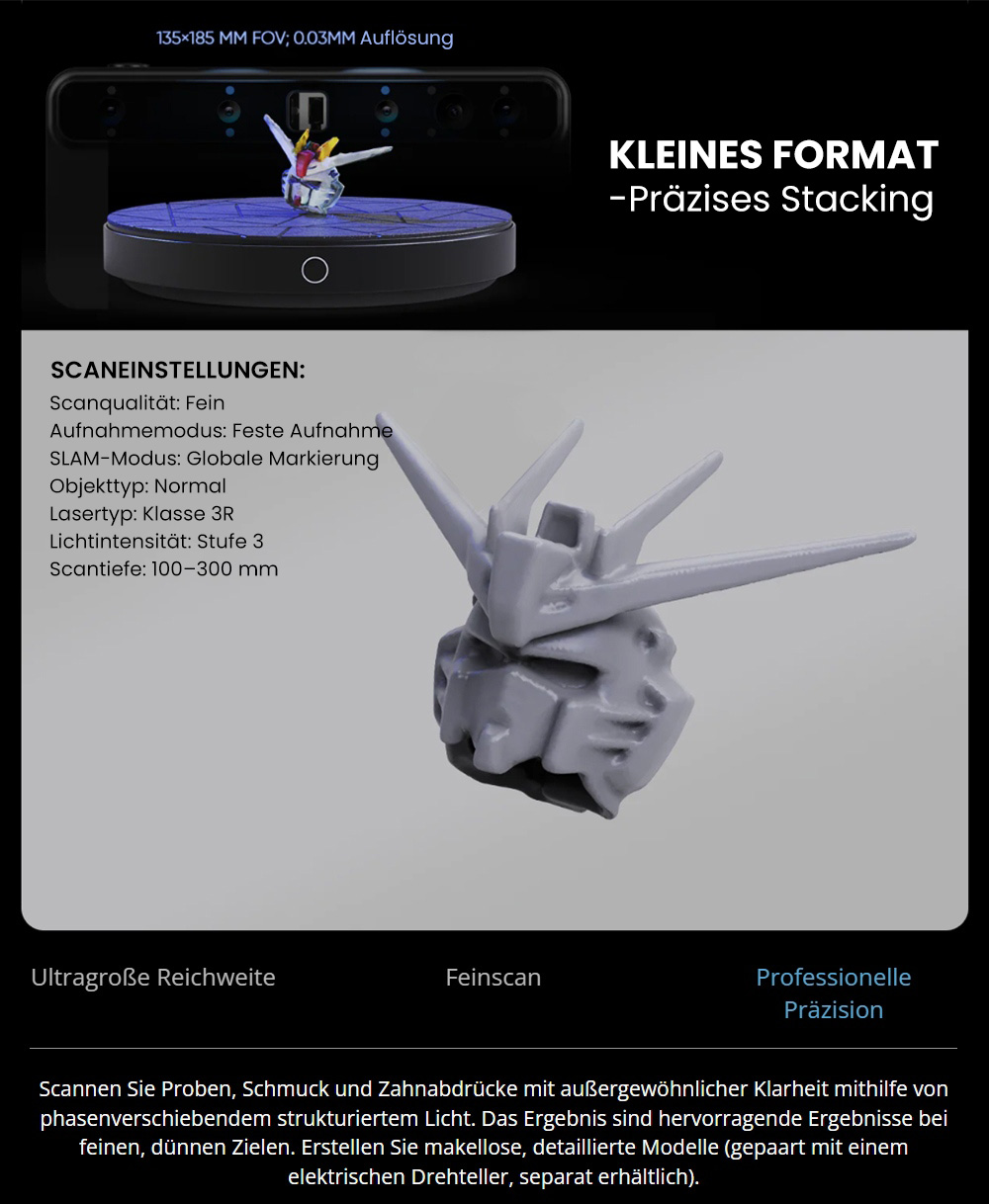 3DMakerpro Toucan Premium 3D-Scanner, 0,03mm Genauigkeit, Unabhängiges All-in-One, Dual FOV 135×185mm - 1000×750mm, 48MP Farbe, 6600mAh Akku, Wi-Fi 6
