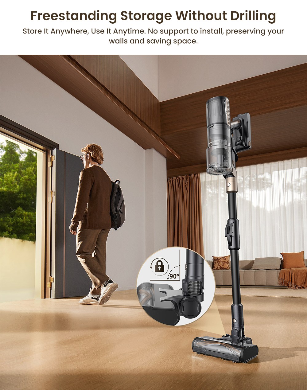 Proscenic P20 OnePass Cordless Vacuum Cleaner, 70000Pa Suction, 70-Min Runtime, 680W Brushless Motor, 180&deg; Bendable Tube, Wet & Dry Cleaning with Extra Water Tank